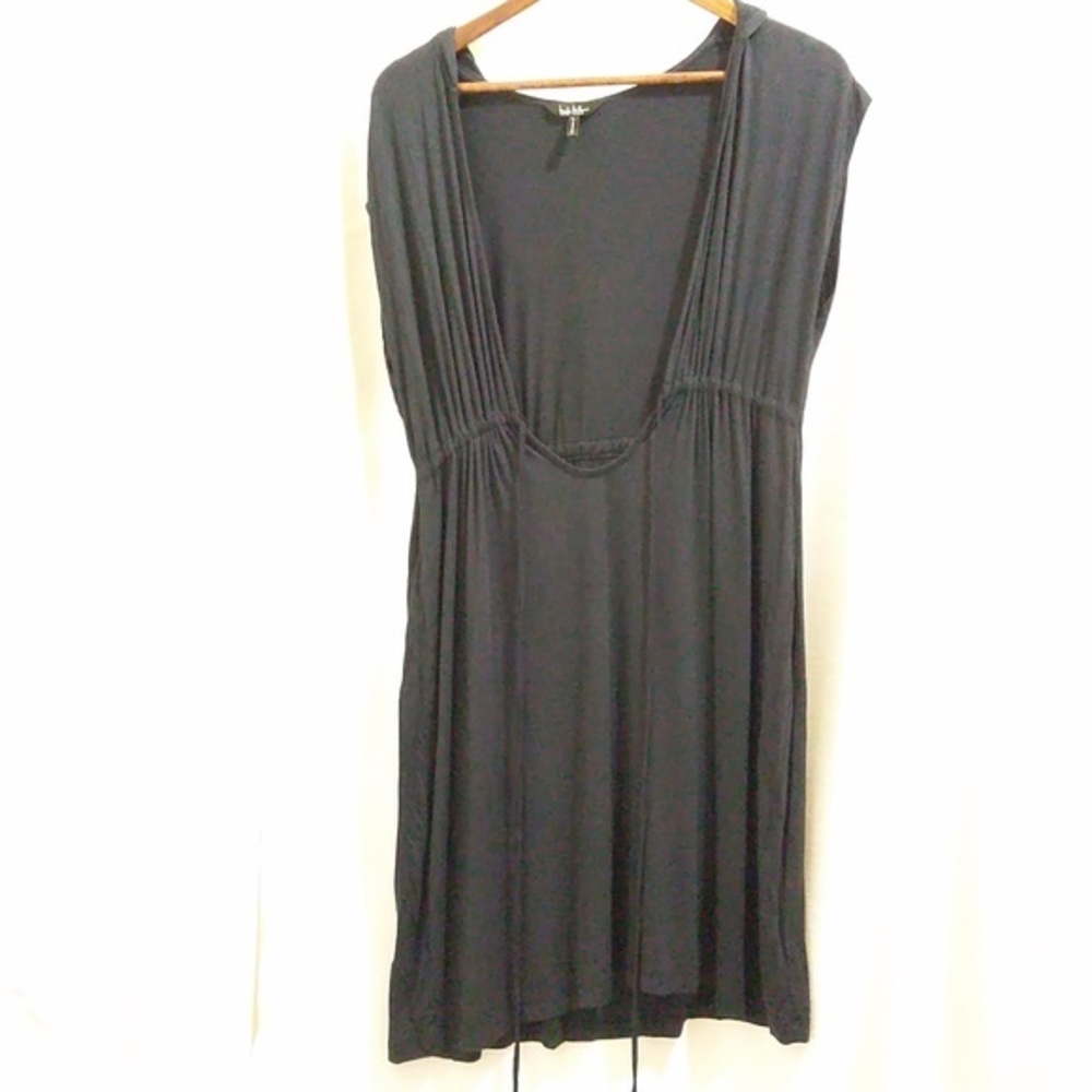Nicole Miller Sleeveless Black Hooded Beach Swim Cover - Sz Large‎